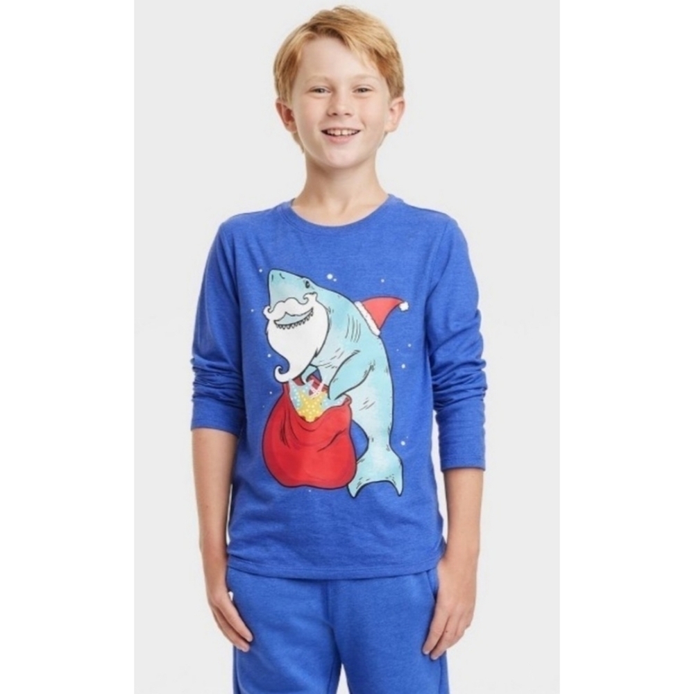 Cat & Jack "Shark Claus" Long Sleeve Tee